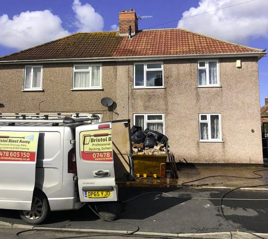 Roof cleaning of a two-storey residential building