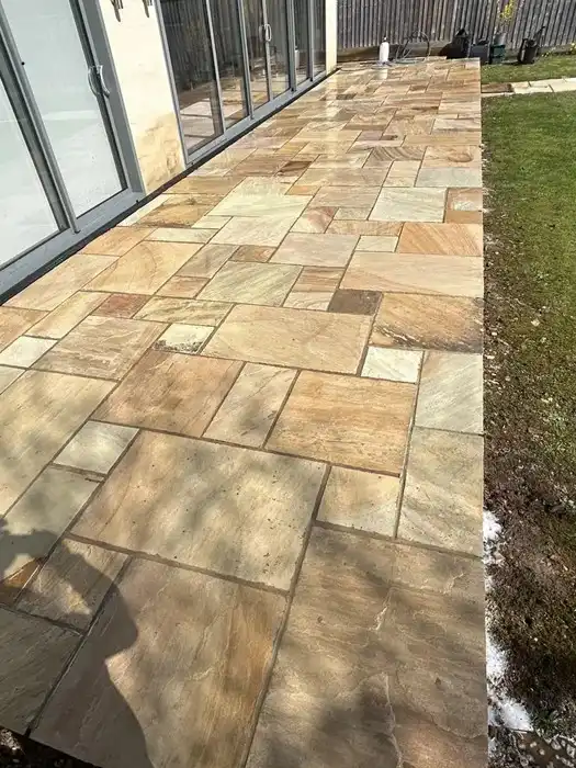 Indian sandstone patio after specialist soft wash cleaning by Bristol Blast Away in Clifton, Bristol